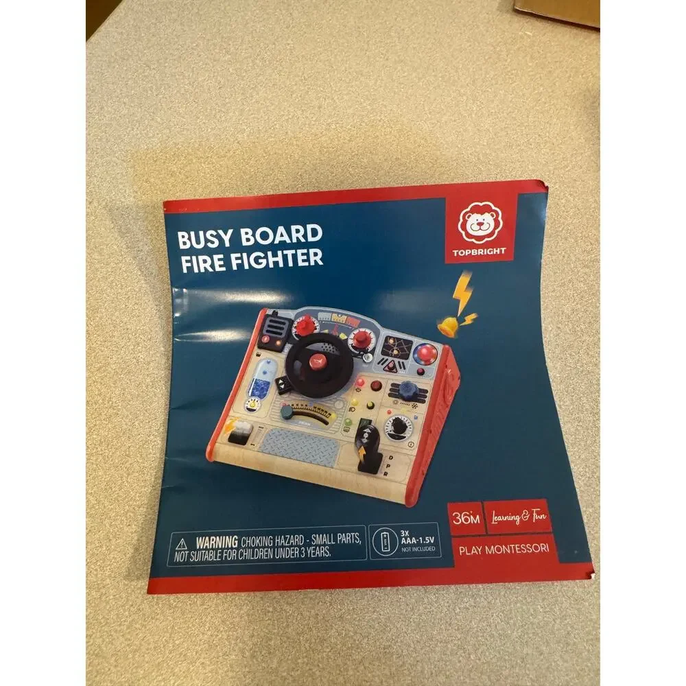 TOP BRIGHT Busy Board Fire Fighter Montessori Toddler Activity Sensory Toy New